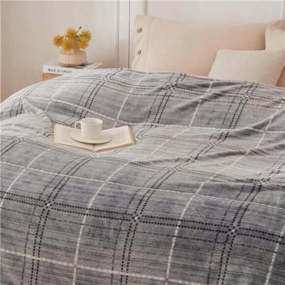 Super Soft Fleece Throw Blanket Checkered Cozy Lightweight Warm Blanket for Wome - Picture 2 of 6